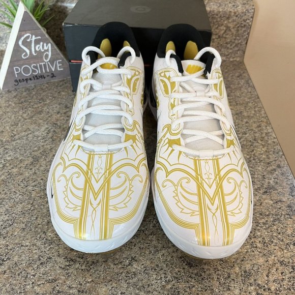 Nike Alpha Huarache Elite 3 Low PRM Baseball White Gold CV3553-101 Mens Size‎ 9 - Picture 5 of 8